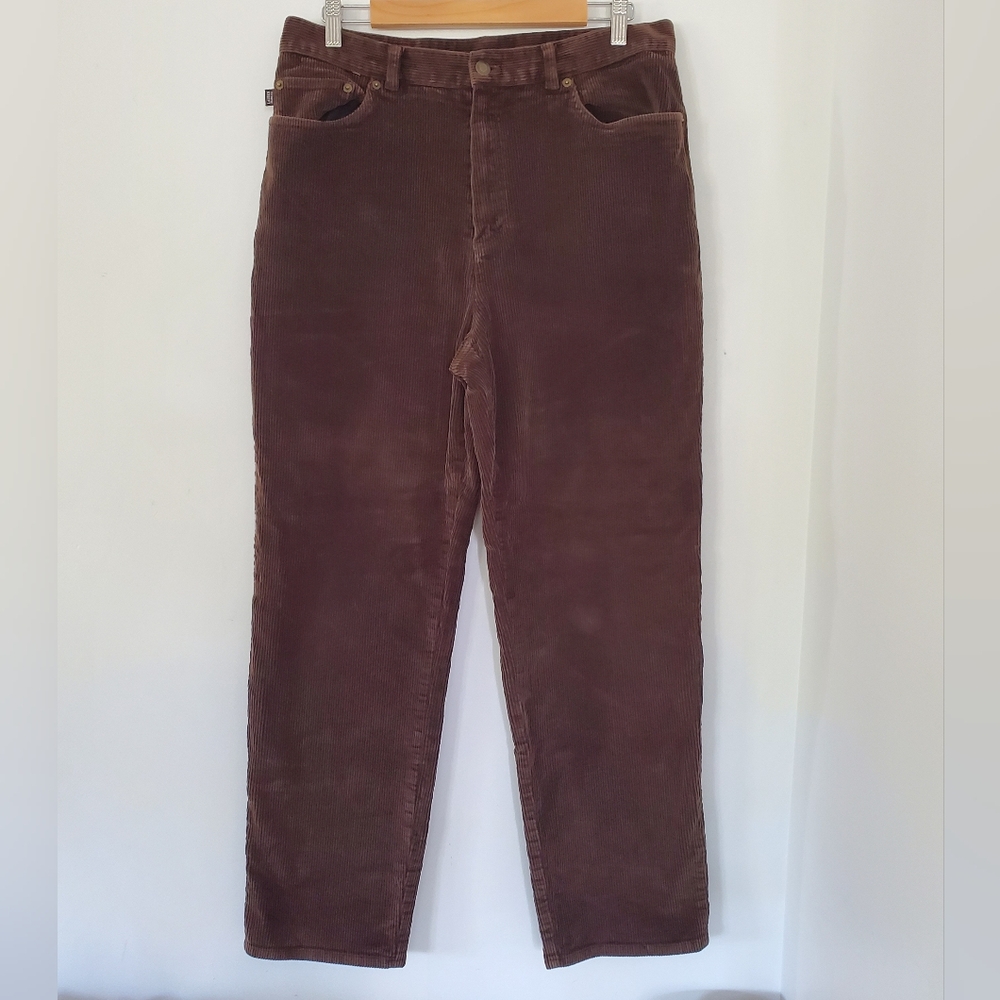 VTG LAUREN RALPH LAUREN 14 Dark Brown Wide Wale Corduroy Pants 5 Pocket Logo EUC